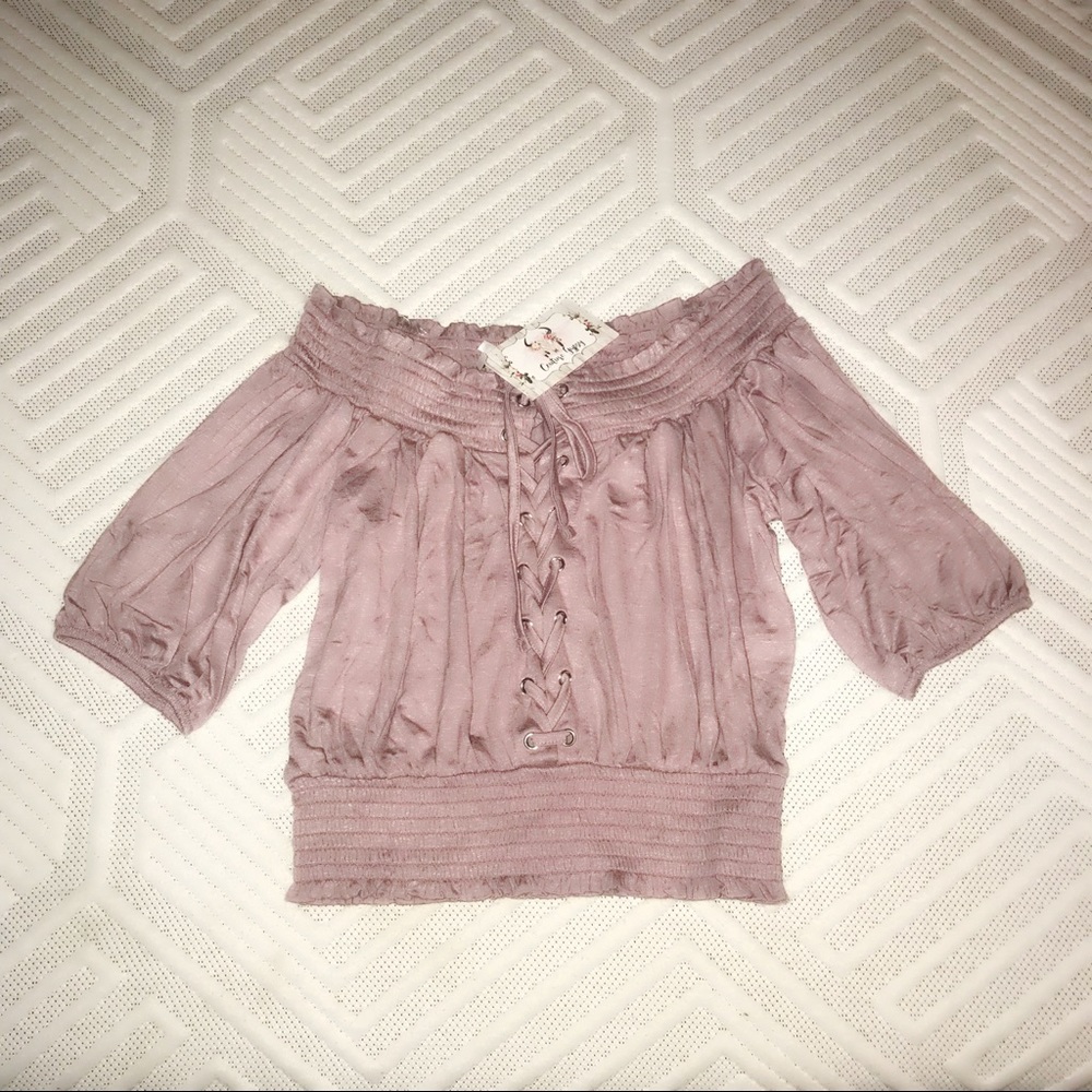 Off Shoulder Lace-up Top - Picture 6 of 6